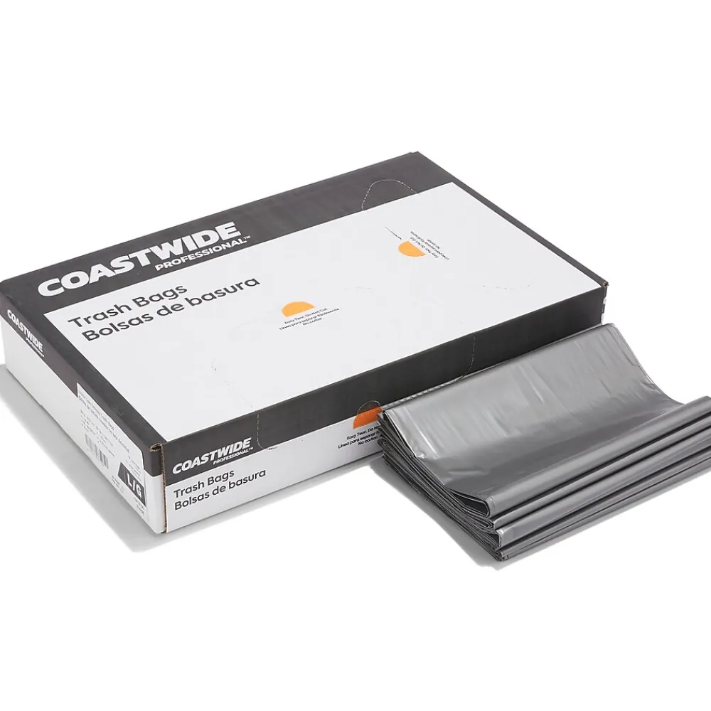 ™ 55-60 Gallon Trash Bag, 39" x 57", Low Density, 1.7 mil, Silver, 50 Bags/Box (CW18190)<Coastwide Professional Clearance