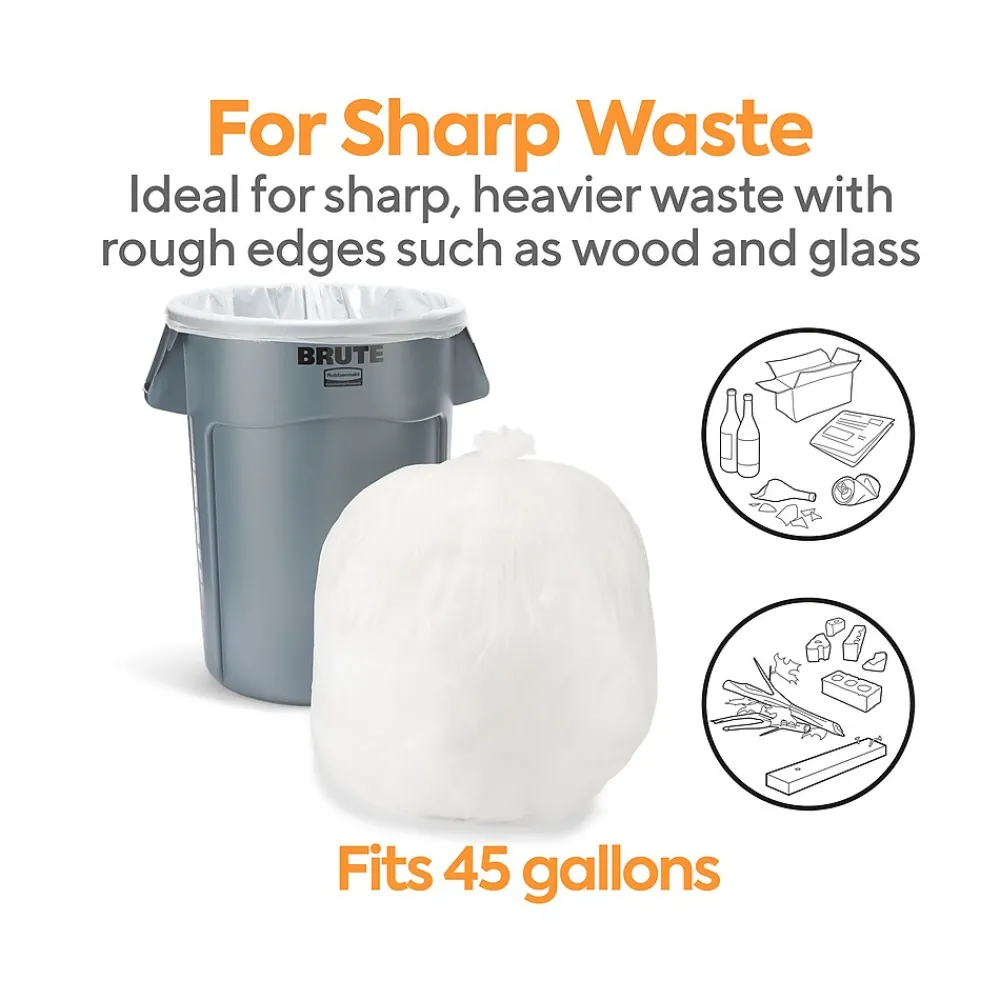 ™ 40-45 Gallon Trash Bag, 40" x 46", Low Density, 0.74 mil, White, 100 Bags/Box (CW18192)<Coastwide Professional