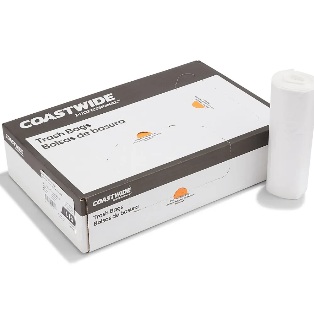 ™ 55-60 Gallon Trash Bag, 38" x 60", High Density, 14 mic, Natural, 200 Bags/Box (CW18201)<Coastwide Professional Clearance