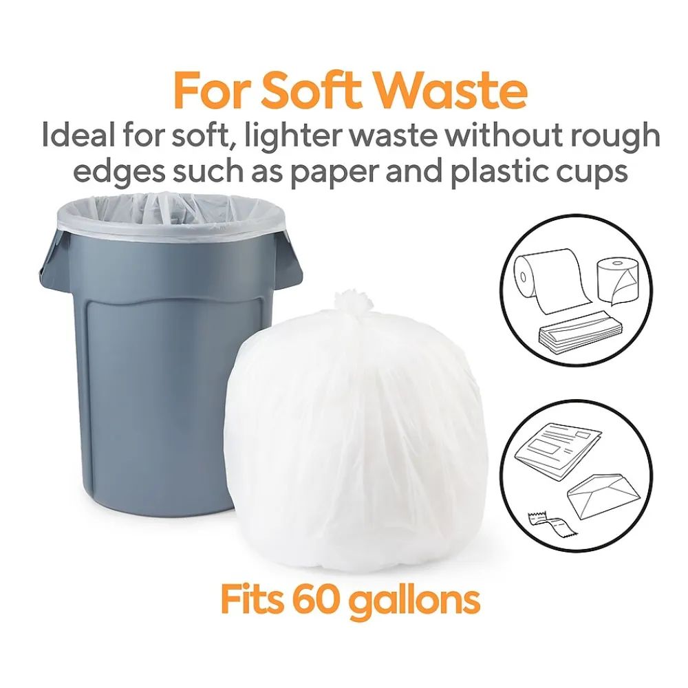 ™ 55-60 Gallon Trash Bag, 38" x 60", High Density, 14 mic, Natural, 200 Bags/Box (CW18201)<Coastwide Professional Clearance