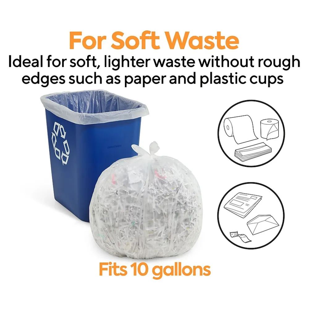 ™ 10 Gallon Trash Bag, 24" x 24", High Density, 6 mic, Natural, 1000 Bags/Box (CW18195)<Coastwide Professional Hot