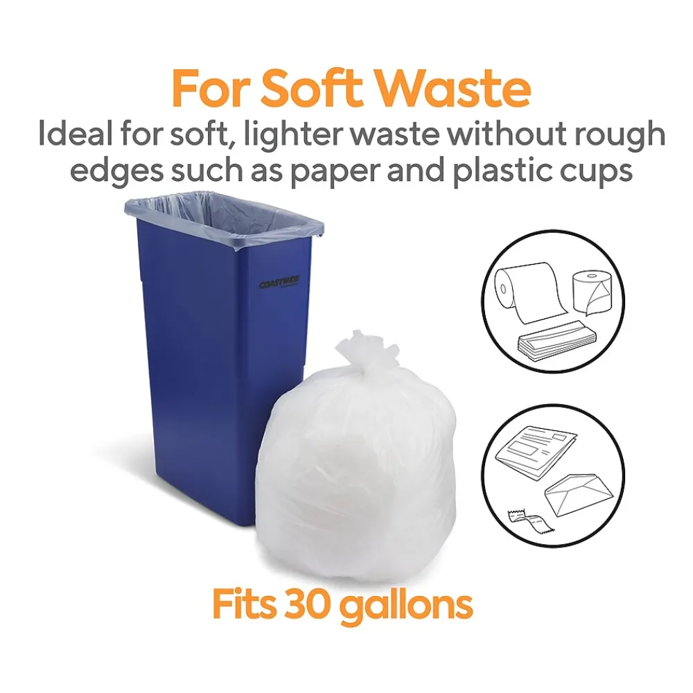 ™ 20-30 Gallon Trash Bag, 30" x 37", High Density, 10 mic, Natural, 500 Bags/Box (CW18197)<Coastwide Professional Best