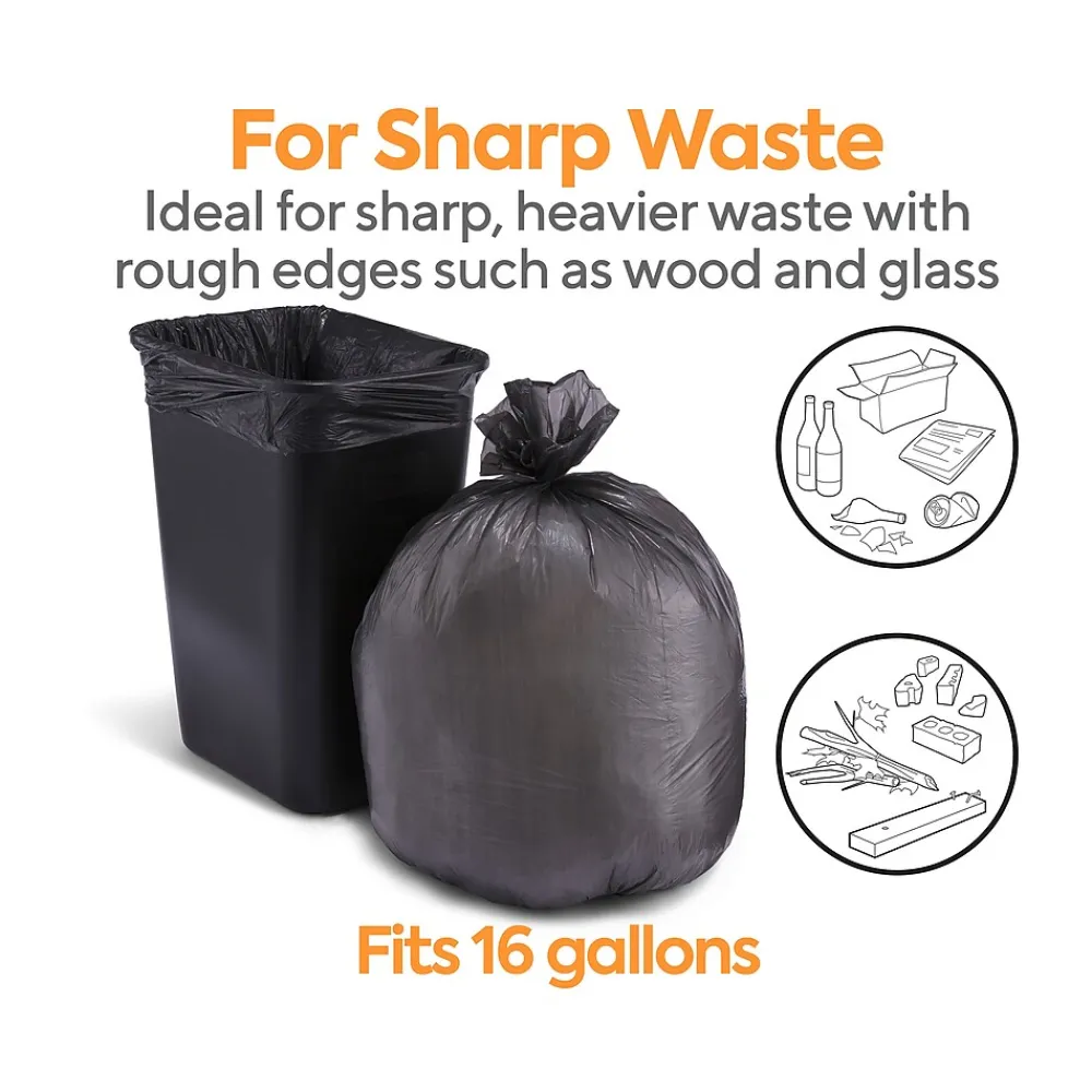 ™ 12-16 Gallon Trash Bag, 24" x 32", Low Density, 0.35 mil, Black, 1000 Bags/Box (CW19245)<Coastwide Professional