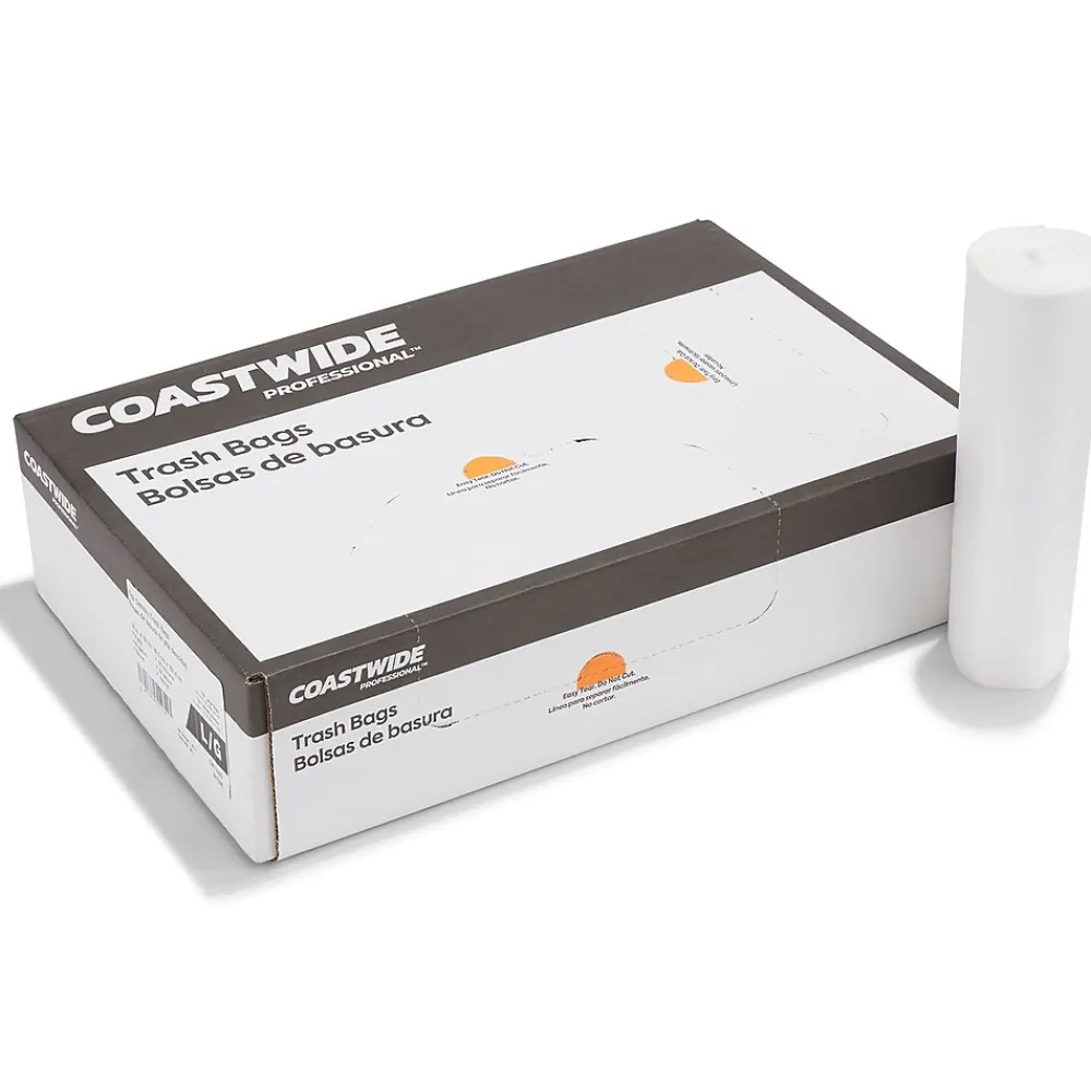 ™ 55-60 Gallon Trash Bag, 38" x 60", High Density, 22 mic, Natural, 150 Bags/Box (CW19249)<Coastwide Professional Clearance