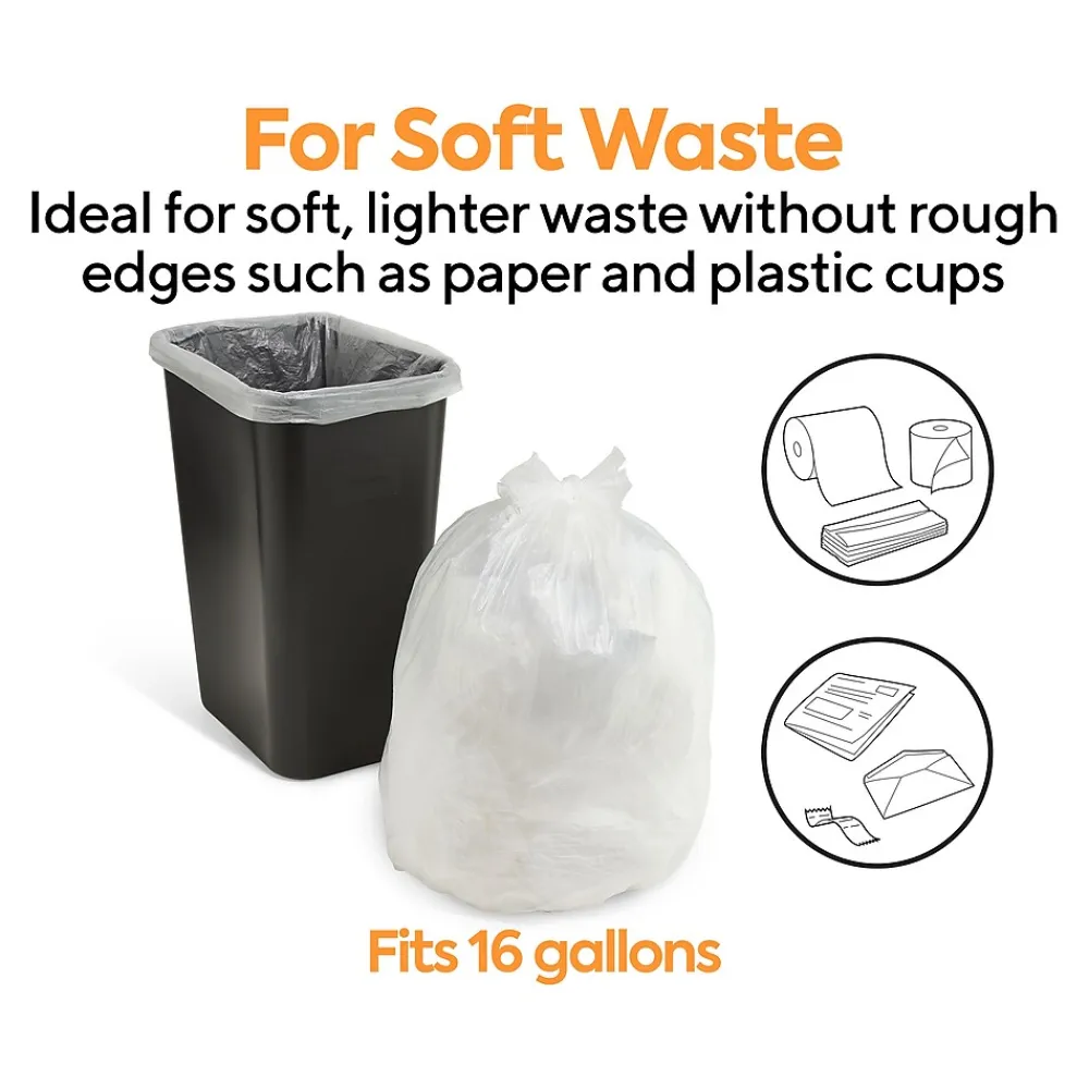 ™ 12-16 Gallon Trash Bag, 24" x 33", High Density, 8 mic, Natural, 1000 Bags/Box (CW19243)<Coastwide Professional Discount