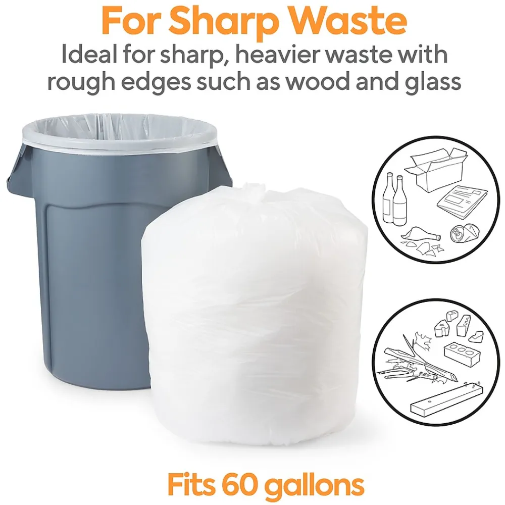 ™ 55-60 Gallon Trash Bag, 38" x 58", Low Density, 1.5 mil, Clear, 100 Bags/Box (CW57404)<Coastwide Professional Outlet