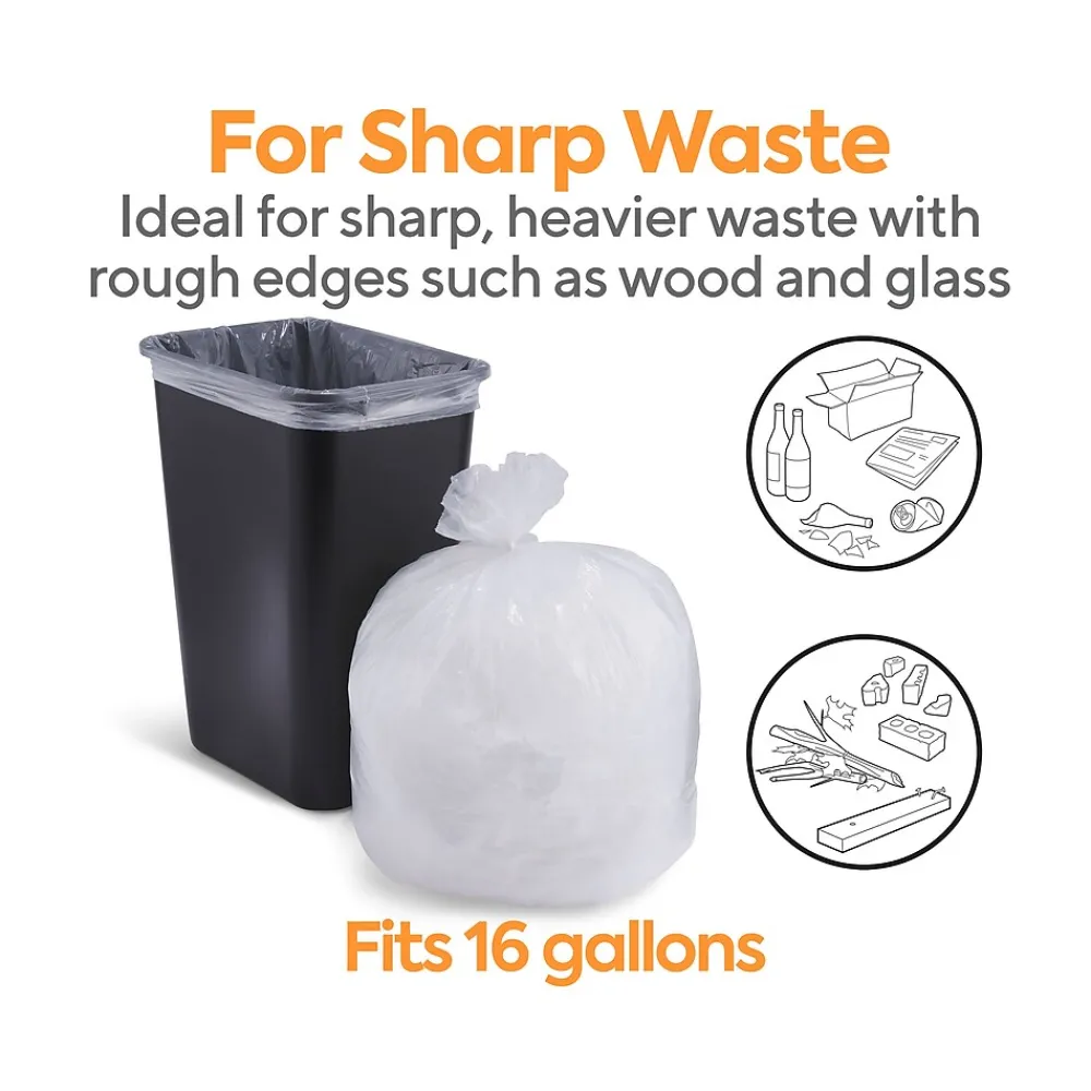 ™ 12-16 Gallon Trash Bag, 24" x 32", Low Density, 0.35 mil, Clear, 1000 Bags/Box (CW57405)<Coastwide Professional