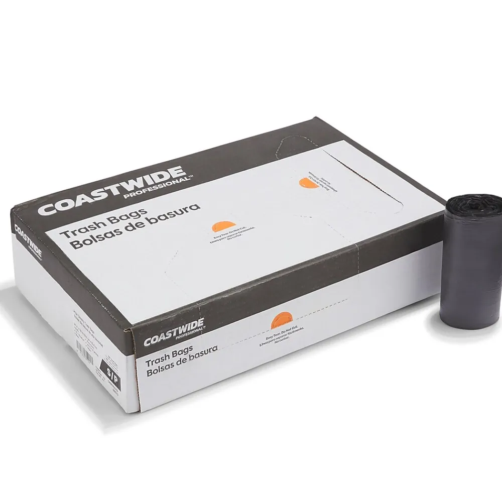 ™ 12-16 Gallon Trash Bag, 24" x 33", High Density, 8 mic, Black, 1000 Bags/Box (CW50709)<Coastwide Professional