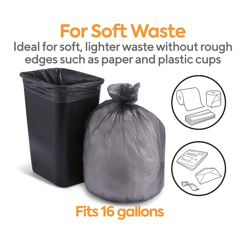 ™ 12-16 Gallon Trash Bag, 24" x 33", High Density, 8 mic, Black, 1000 Bags/Box (CW50709)<Coastwide Professional