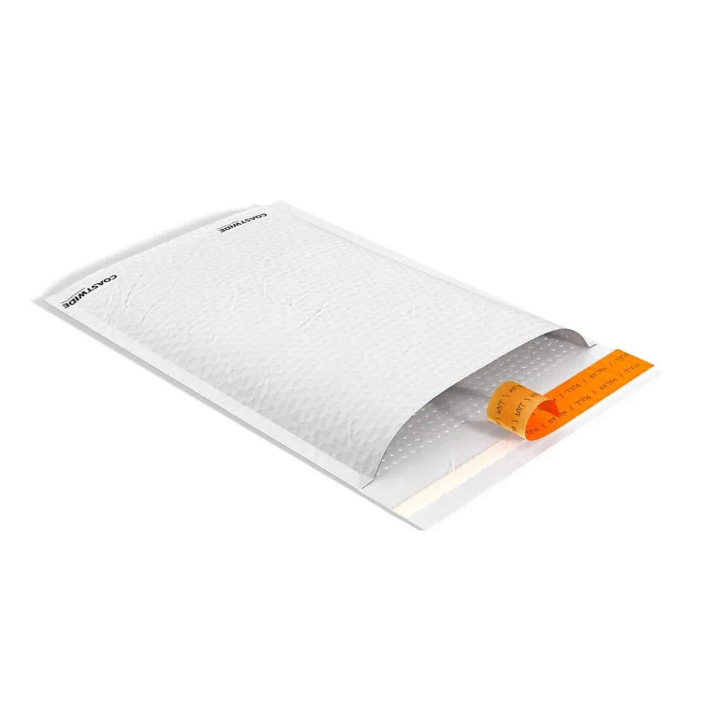 Sale Coastwide Professional ™ 7.88" x 10.75" Self-Sealing Bubble Mailer, #1, White, 100/Pack (CW56589)