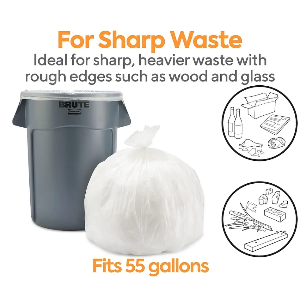 ™ AccuFit 55 Gallon Trash Bag, 40" x 53", Low Density, 1.3 mil, Clear, 100 Bags/Box (CW25527)<Coastwide Professional Sale