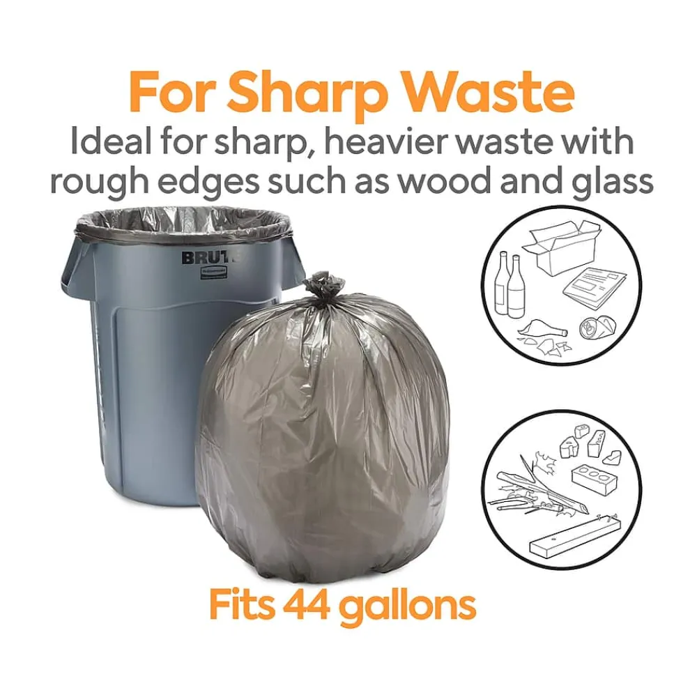 ™ AccuFit 44 Gallon Trash Bag, 37" x 50", Low Density, 1.3 mil, Black, 100 Bags/Box (CW22752)<Coastwide Professional New