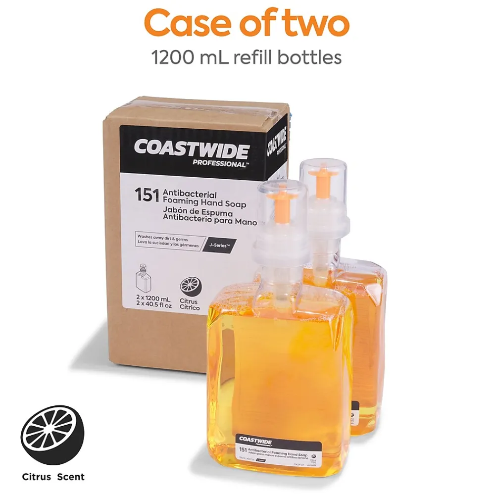 J-Series Antibacterial Foaming Hand Soap, Citrus, 1200 mL, 2/Carton (CWJSR-CIT)<Coastwide Professional New