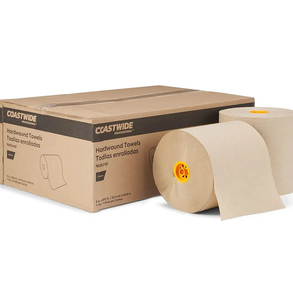 Coastwide Professional ™ J-Series Hardwound Paper Towels, 1-ply, 800 ft./Roll, 6 Rolls/Carton (CWJHT-NAT)