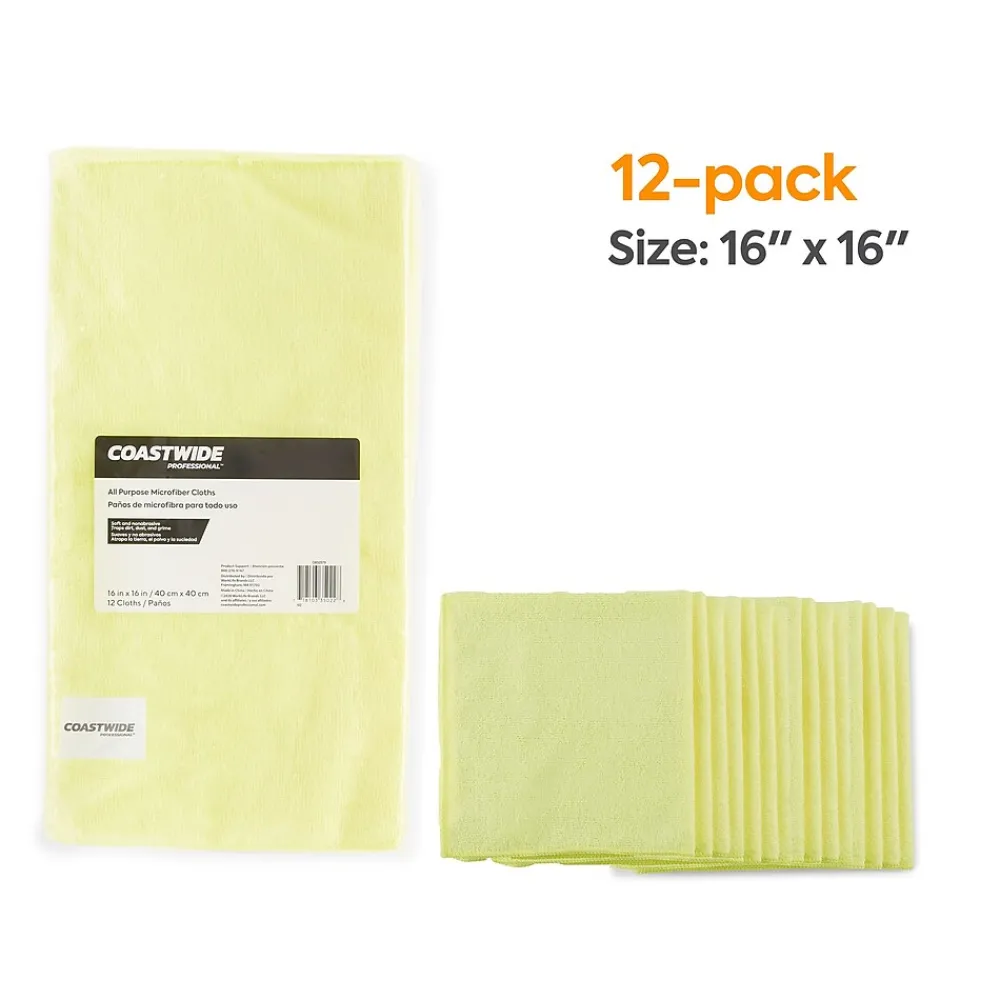 ™ Microfiber Wipers, Yellow, 12/Pack (CW52879)<Coastwide Professional Outlet