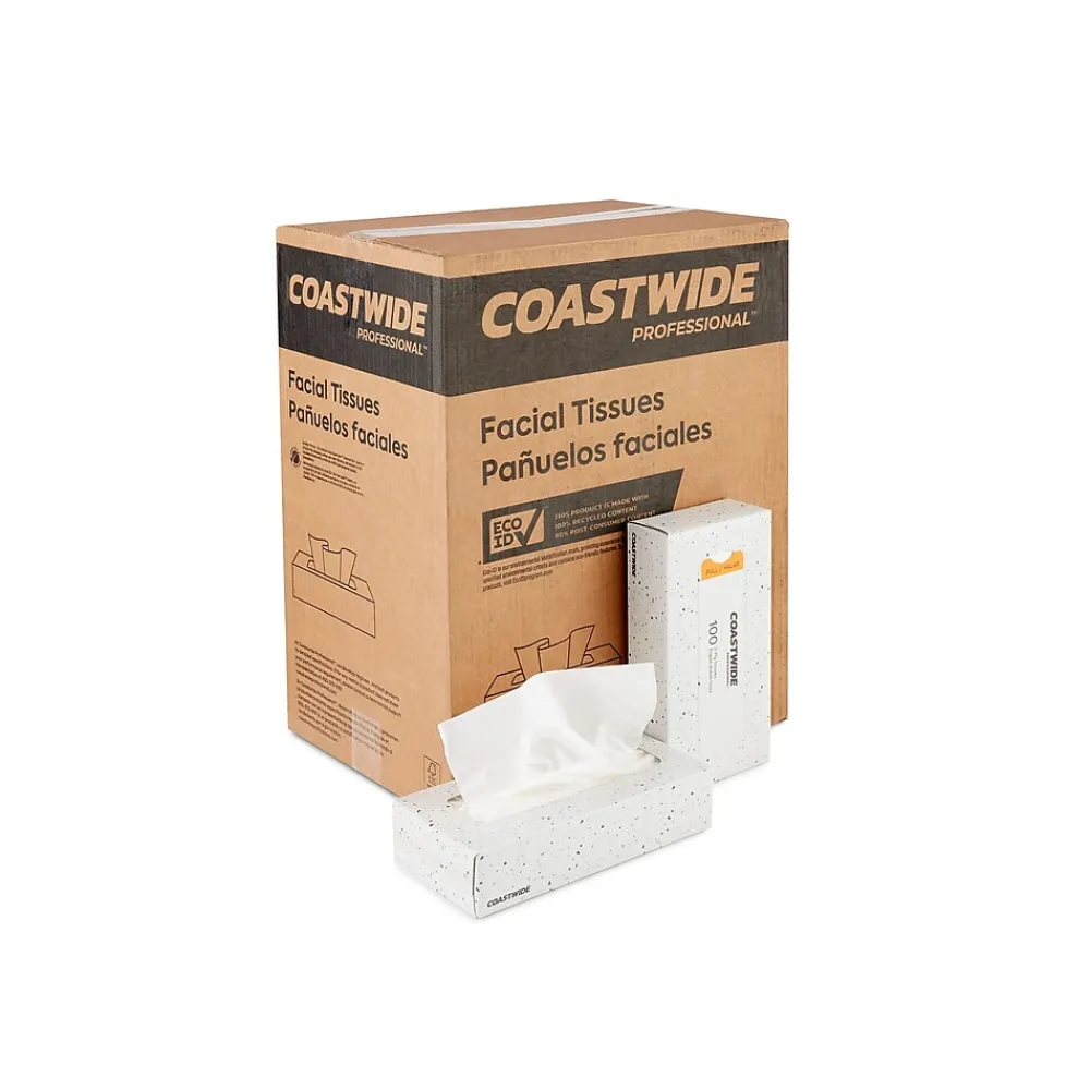 ™ Recycled Facial Tissue, 2-Ply, 100 Sheets/Box, 30 Boxes/Carton (CW57776)<Coastwide Professional Discount