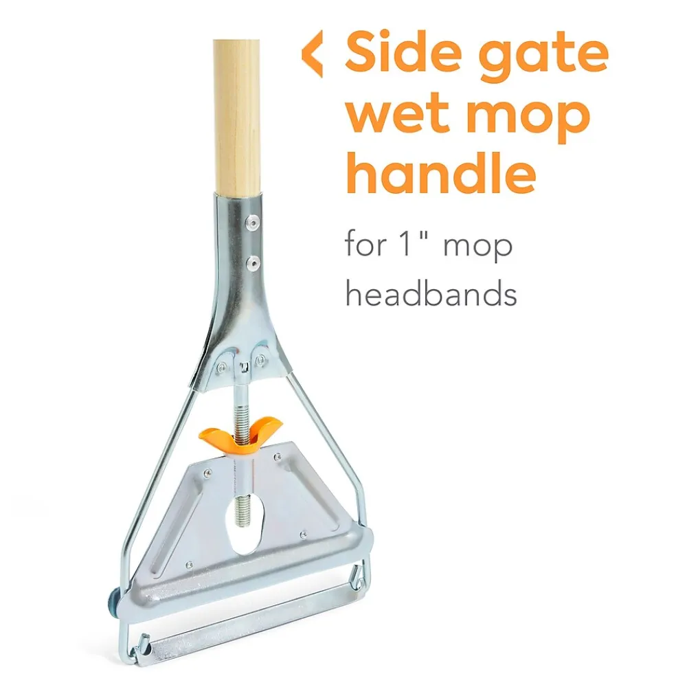 ™60" Side Gate Wood Wet Mop Handle, Galvanized Metal Head (CW58007)<Coastwide Professional