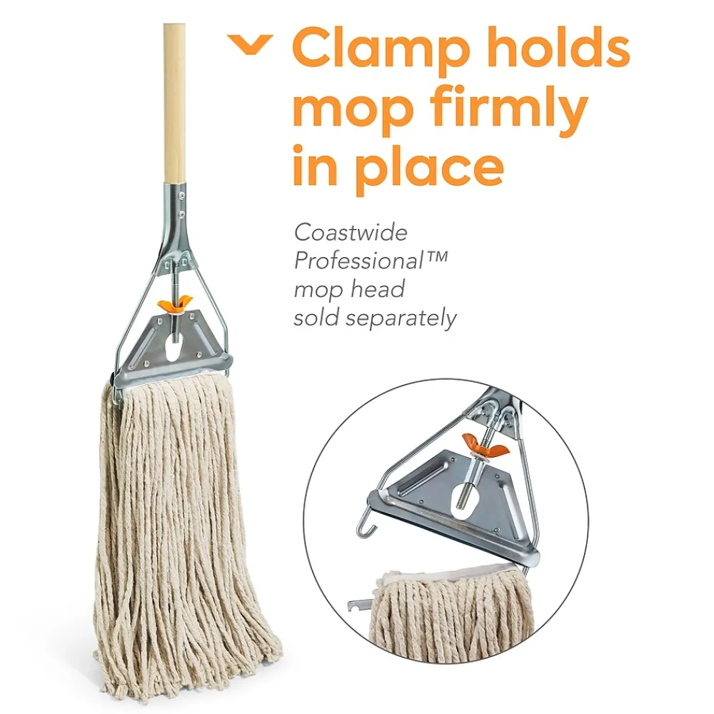 ™60" Side Gate Wood Wet Mop Handle, Galvanized Metal Head (CW58007)<Coastwide Professional
