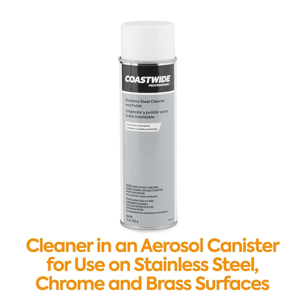 ™ Stainless Steel Cleaner and Polish, Lemon Scent, 15 Oz., 6/Carton (CW58497-A)<Coastwide Professional New