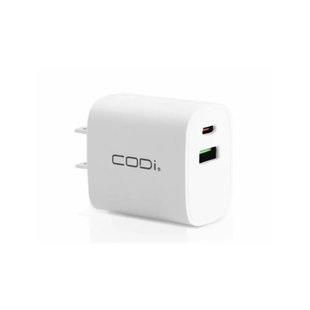 20W Dual Port Wall Charger, USB-C & USB-A Outputs, White (A01102)<CODi New