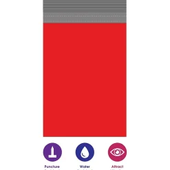 Clearance Partners Brand Colored Poly Mailers, Red, 12