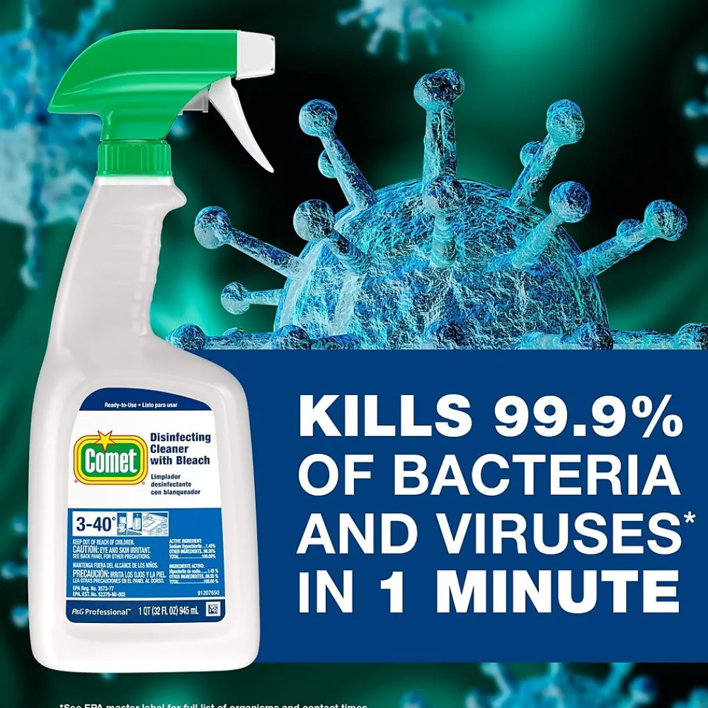 Disinfecting Cleaner with Bleach, 32 Oz. (75350)<Comet Best