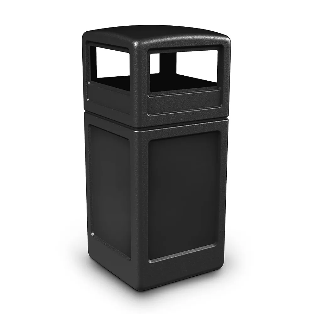 Products® PolyTec Series 42gal Square Trash Can with Dome Lid, Black (73290199)<Commercial Zone Sale