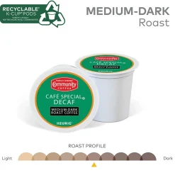 Community Coffee Cafe Special Decaf Coffee, Keurig K-Cup Pod, Medium-Dark Roast, 96/Carton (5000374327CT)