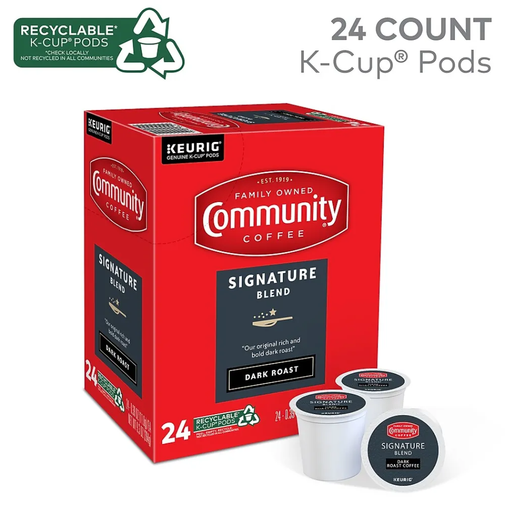 Community Coffee Signature Blend Coffee Keurig® K-Cup® Pods, Dark Roast, 24/Box (5000374328)