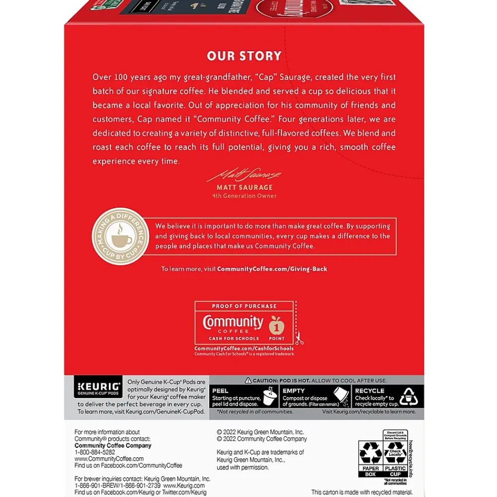 Community Coffee Signature Blend Coffee Keurig® K-Cup® Pods, Dark Roast, 24/Box (5000374328)