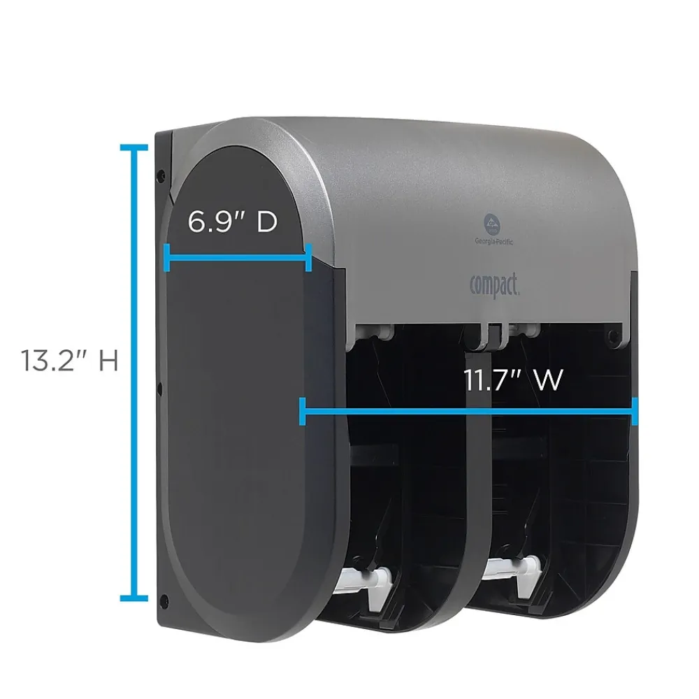 Compact 4-Roll Quad Coreless Toilet Paper Dispenser by GP PRO, Faux Stainless (56746A)<Georgia-Pacific Sale