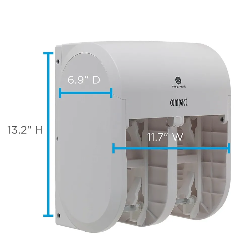 Compact 4-Roll Quad Coreless Toilet Paper Dispenser by GP PRO, White (56747A)<Georgia-Pacific