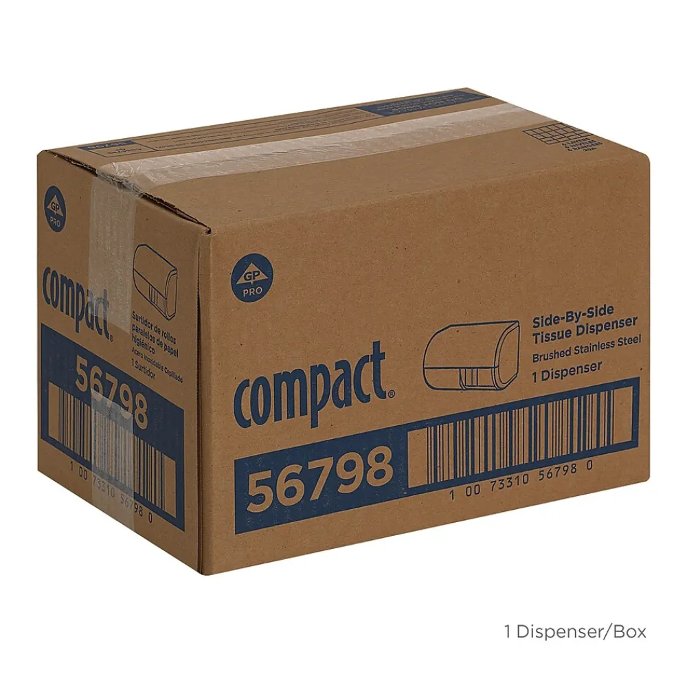 2-Roll Side-by-Side Coreless Toilet Paper Dispenser by GP PRO, Stainless (56798)<Compact Clearance