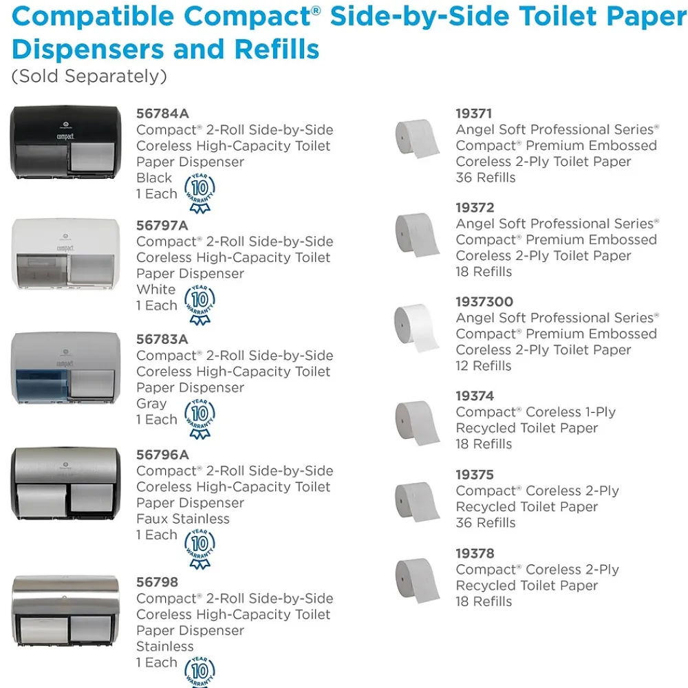 2-Roll Side-by-Side Coreless Toilet Paper Dispenser by GP PRO, Stainless (56798)<Compact Clearance