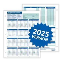 Hr Forms*ComplyRight 2025 Attendance Calendar Set, 200 Forms/Pack (A1411W16PK200)