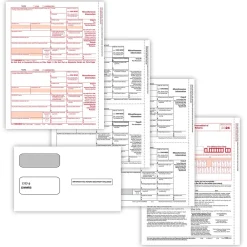 Tax Forms*ComplyRight 2024 1099-MISC Tax Form Envelopes, 3-Part, 2-Up, Copy A, B, C/2, 1096 Transmittal, 25/Pack (6103E25)