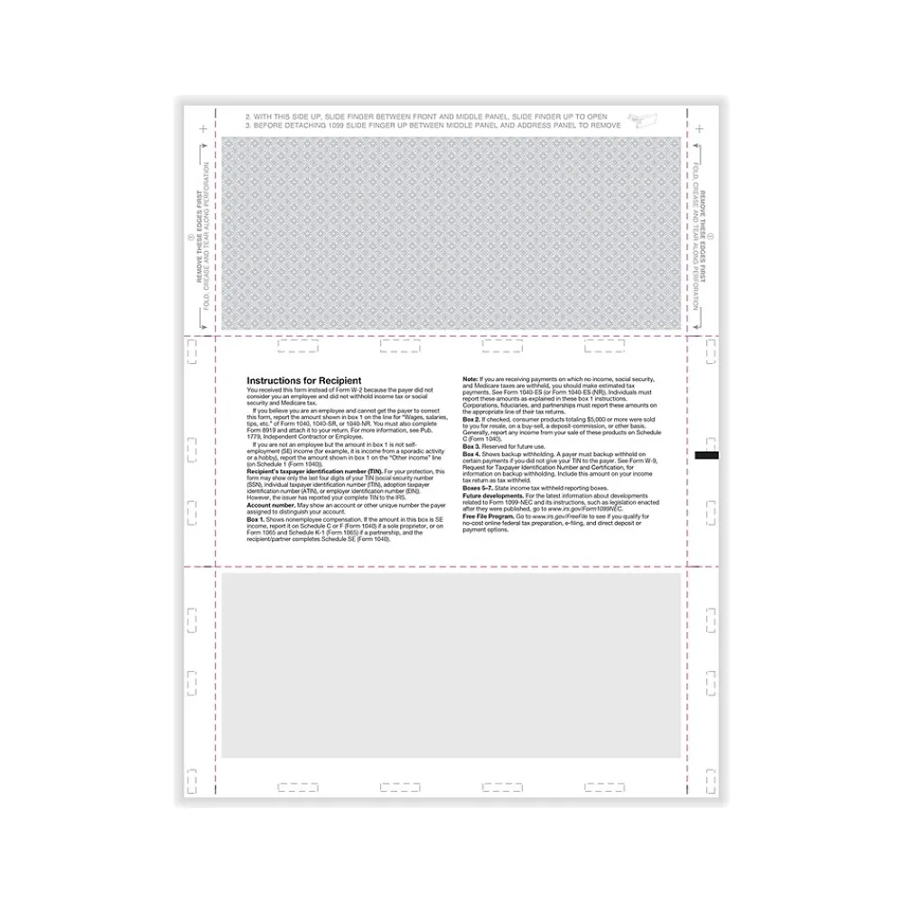 Tax Forms*ComplyRight 2024 1099-NEC Tax Form, 1-Part, 500/Pack (NEC5501)