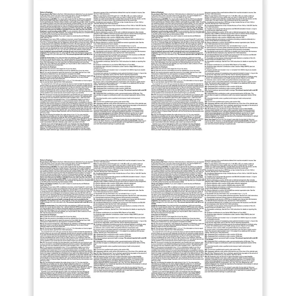 Tax Forms*ComplyRight 2024 W-2 Tax Form, 1-Part, 4-Up, 500/Pack (5209B)