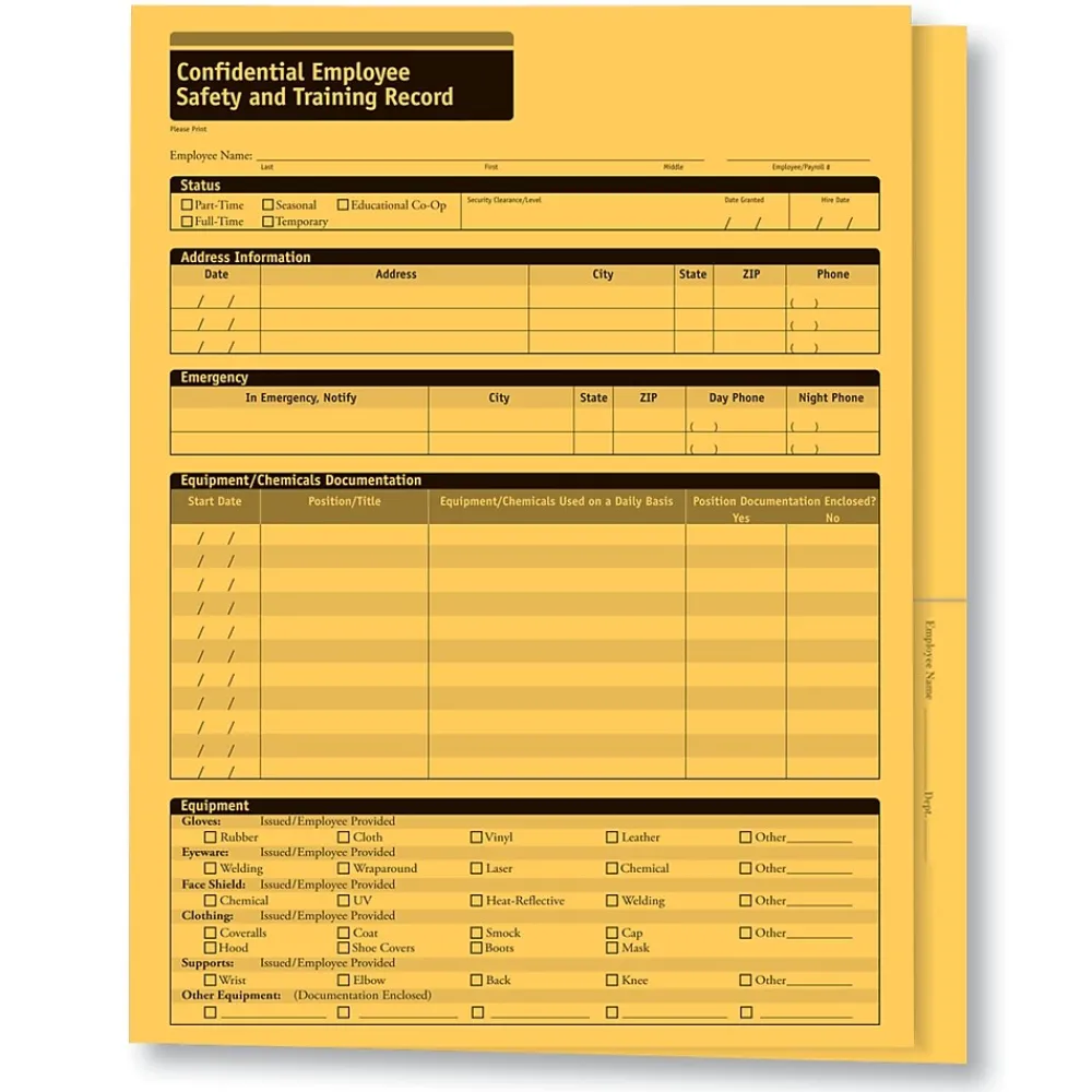 Hr Forms*ComplyRight ™ Employee Safety and Training Records Folder, Pack of 25 (A2210)