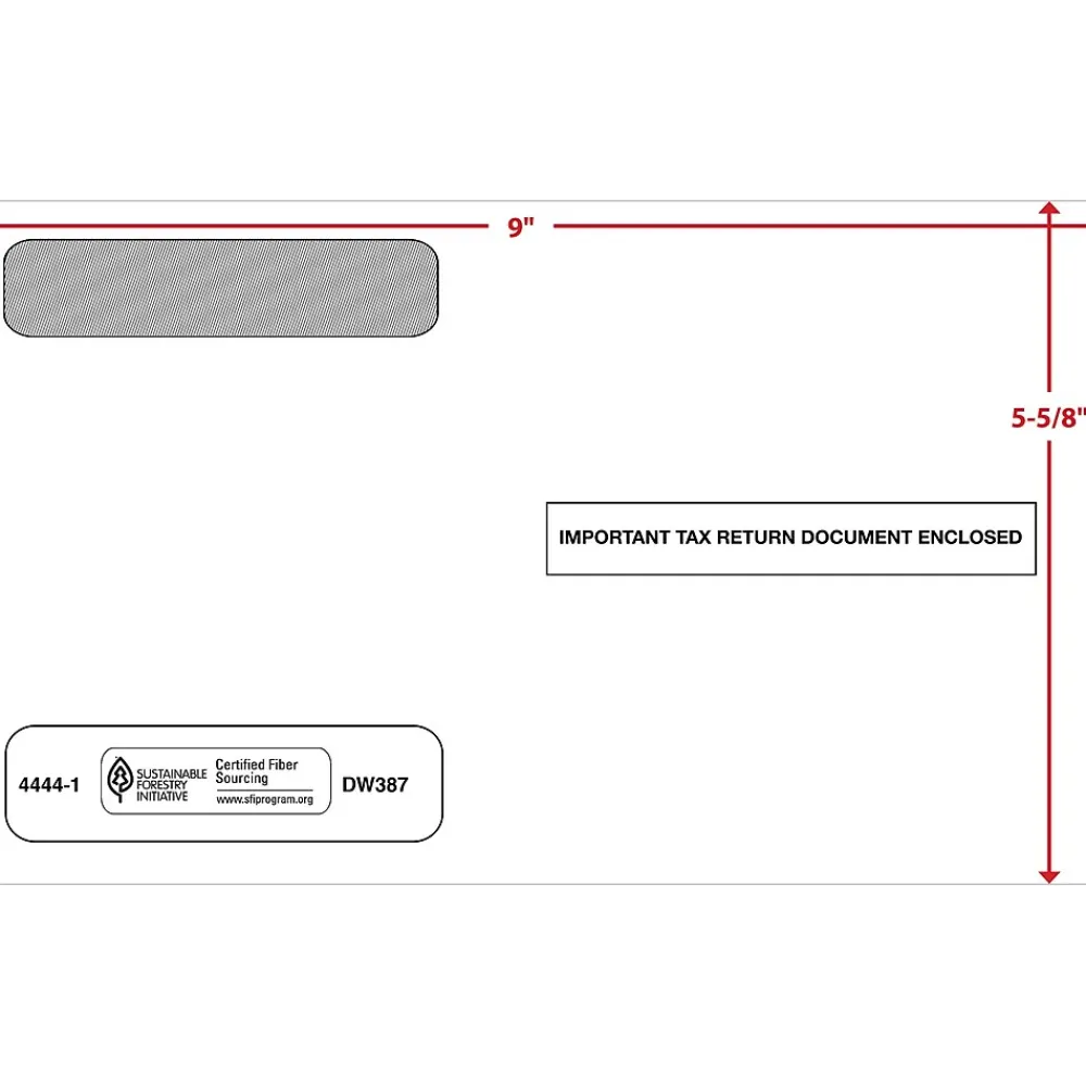 Best ComplyRight Moistenable Glue Security Tinted Double-Window Tax Envelopes, 5 5/8" x 9", 50/Pack (4444150)