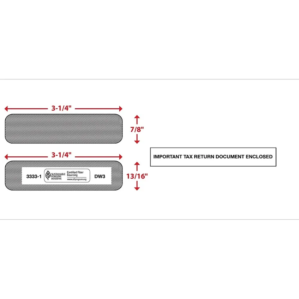 Discount ComplyRight Moistenable Glue Security Tinted Double-Window Tax Envelopes, 3 7/8" x 8.5", 50/Pack (3333150)