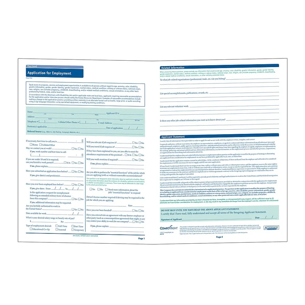 Hr Forms*ComplyRight North Dakota Job Application, Pack of 50 (A2179ND)