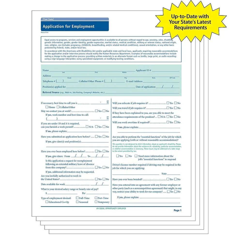 Hr Forms*ComplyRight ™ Ohio Job Application, Pack of 50 (A2179OH)
