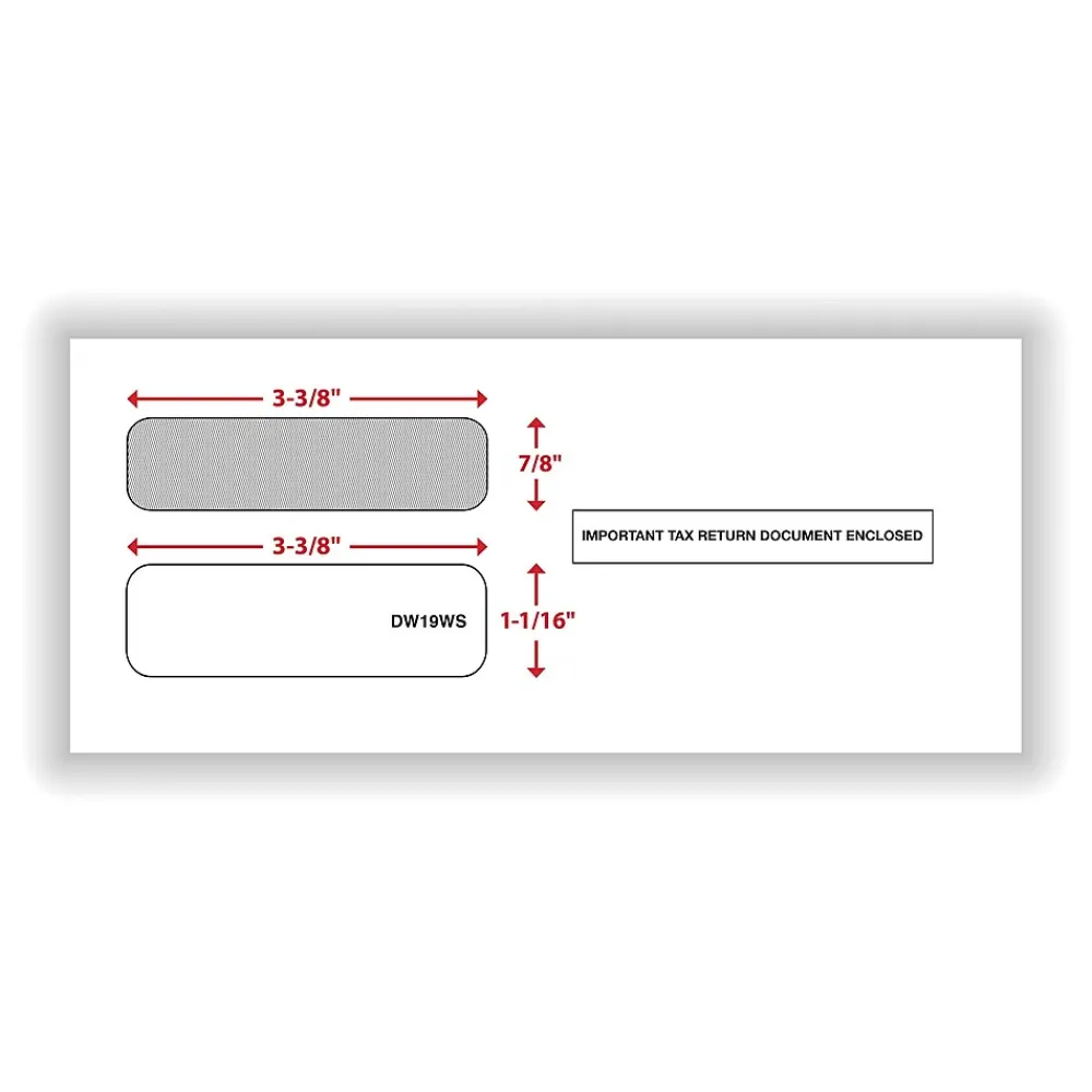 Outlet ComplyRight Self Seal Security Tinted Double-Window Tax Envelopes, 3 7/8" x 8 3/8", 50/Pack (DW19WS50)