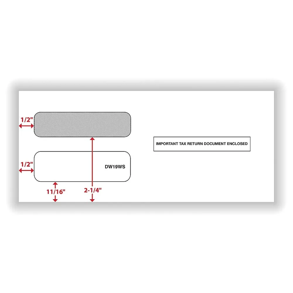 Outlet ComplyRight Self Seal Security Tinted Double-Window Tax Envelopes, 3 7/8" x 8 3/8", 50/Pack (DW19WS50)