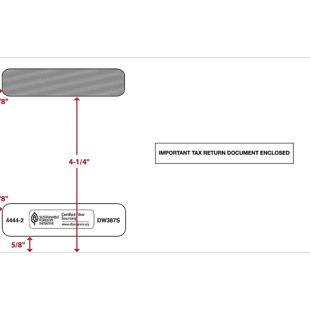 ComplyRight Self Seal Security Tinted Double-Window Tax Envelopes, 5 5/8" x 9", 50/Pack (444250)