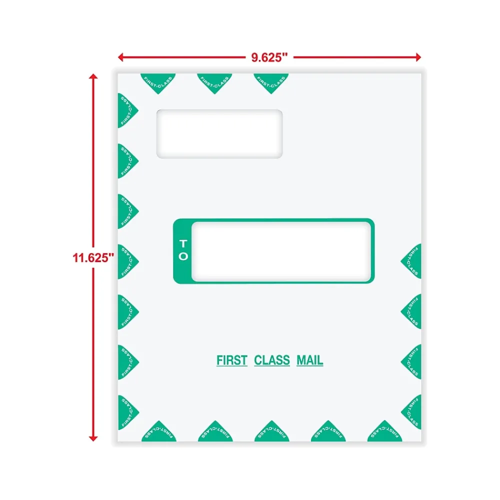 New ComplyRight Self-Seal Tax Envelope, 11.63" x 9.63", White/Green, 50/Pack (PEV48)