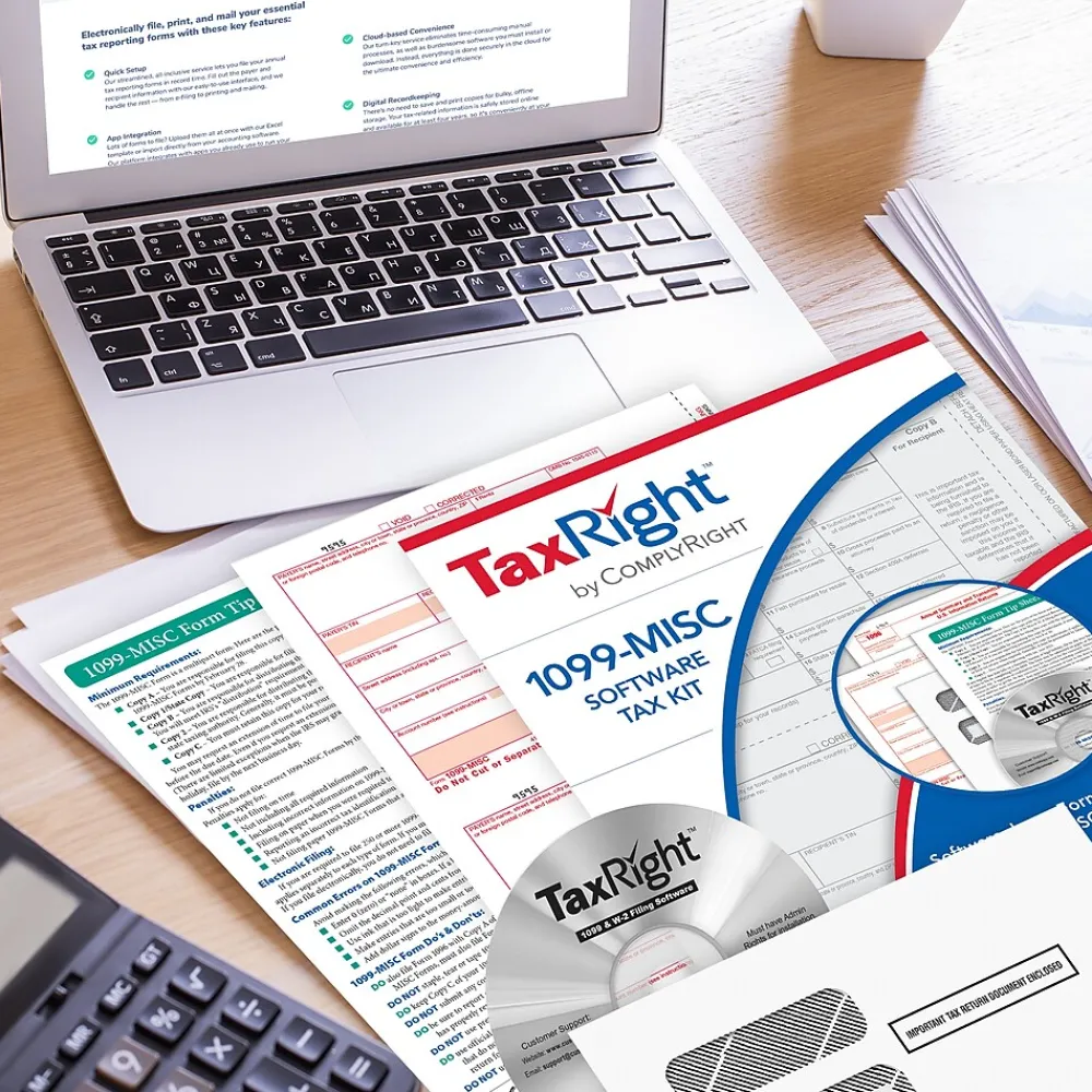 Tax Forms*ComplyRight TaxRight 2024 1099-MISC Tax Form Tax Forms, Envelopes, TipSheet & Software, 4-Part, 10/Pack (SC6103ES10)