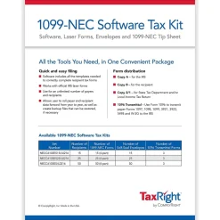 Tax Forms*ComplyRight TaxRight 2024 1099-NEC Tax Form Tax Forms, Envelopes, TipSheet & Software, 4-Part, 15/Pack (NECSC6103ES15)