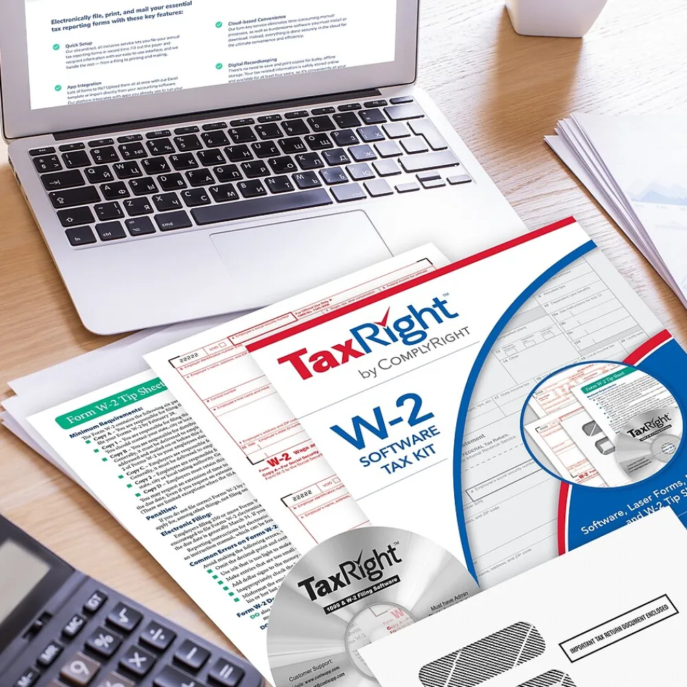 Tax Forms*ComplyRight TaxRight 2024 W-2 Tax Form Tax Forms, Envelopes, TipSheet & Software, 6-Part, 10/Pack (SC5650ES10)